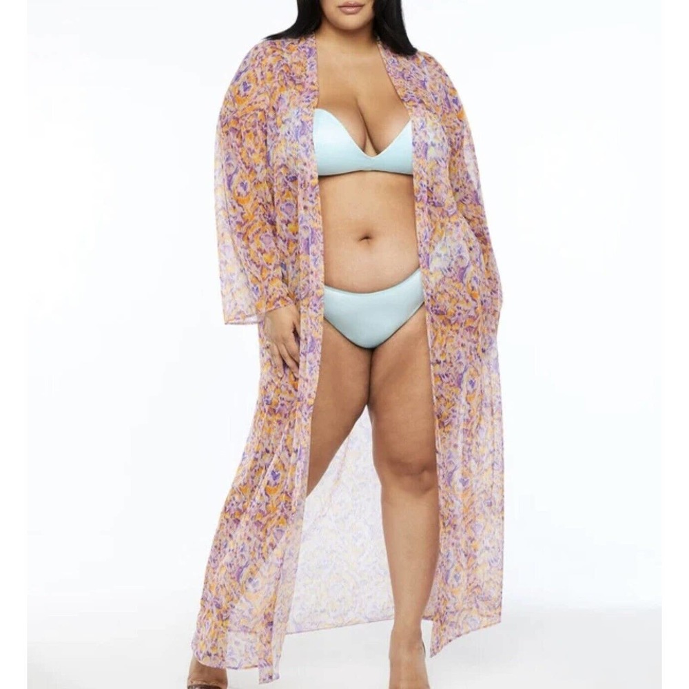 SAVAGE X FENTY CYBER CAT LONG ROBE Sharp Blue Panty Bra 3 PC SET LOT XL / 1X - Picture 9 of 12